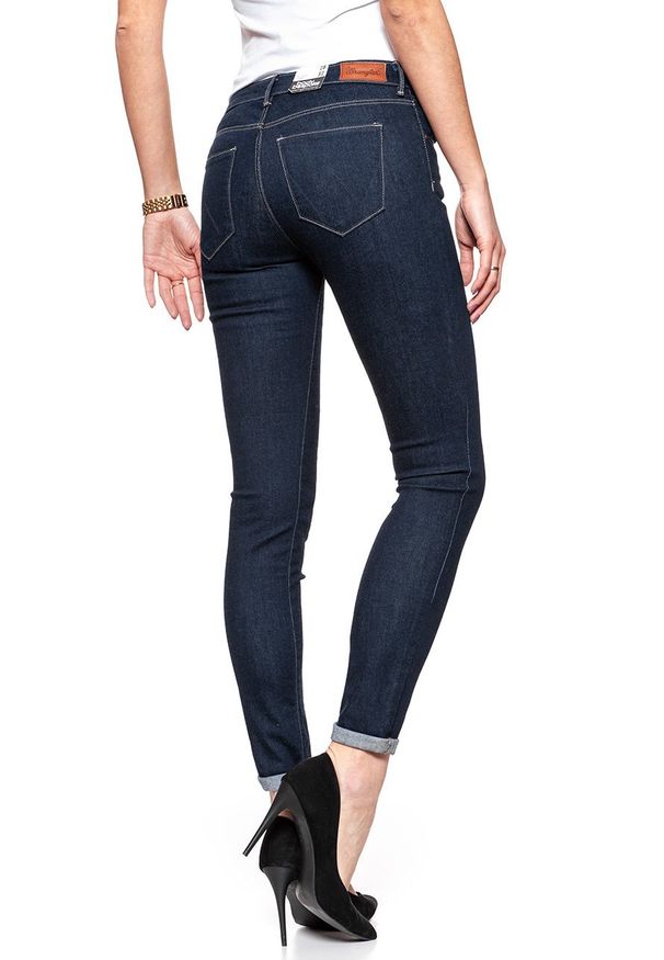 Wrangler - WRANGLER HIGH SKINNY COSY TOUCH W27HRL21N 112128115. Stan: podwyższony. Wzór: jednolity