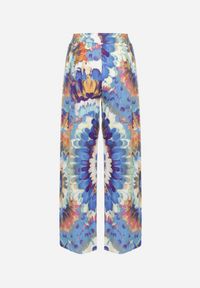 Born2be - Niebieskie Szerokie Spodnie z Wiskozą i Wysokim Stanem ze Wzorem Tie-Dye i Gumką w Pasie Halflea. Stan: podwyższony. Kolor: niebieski. Materiał: wiskoza. Sezon: lato #7