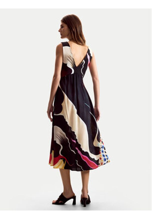 Desigual Sukienka letnia Japan Opart Lacroix 26SWVW60 Czarny Regular Fit. Kolor: czarny. Materiał: wiskoza. Sezon: lato