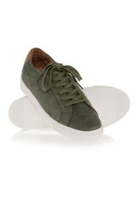 Ochnik - Zielone skórzane sneakersy męskie. Okazja: na co dzień. Zapięcie: sznurówki. Kolor: zielony. Materiał: skóra #3