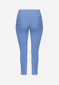 Born2be - Niebieskie Dopasowane Bawełniane Spodnie z Elastyczną Gumką w Pasie Brucknera. Okazja: na co dzień. Kolor: niebieski. Materiał: bawełna. Styl: casual #6