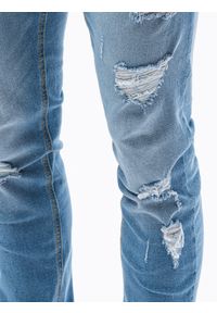 Ombre Clothing - Spodnie męskie jeansowe z dziurami REGULAR FIT P1024 - jasnoniebieskie - XXL. Okazja: na co dzień. Kolor: niebieski. Materiał: jeans. Styl: casual, klasyczny #3