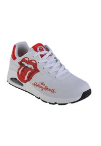 skechers - Buty sportowe Sneakersy damskie, Skechers Uno-Rolling Stones Single. Kolor: biały. Sport: turystyka piesza