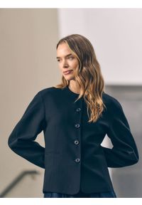 Reserved - Marynarka z domieszką wiskozy - czarny. Kolor: czarny. Materiał: wiskoza. Wzór: gładki #1