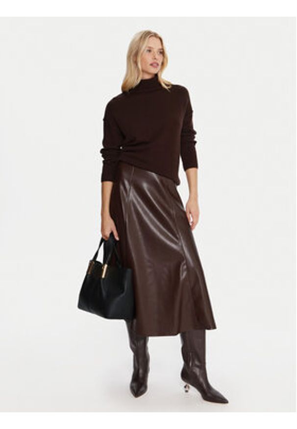 Marella Spódnica z imitacji skóry Vally 2525776022 Bordowy Regular Fit. Kolor: czerwony. Materiał: skóra