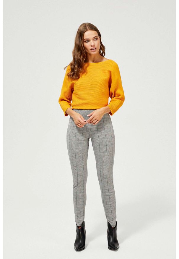 MOODO - Legginsy w kratkę. Materiał: elastan, poliester. Długość: długie. Wzór: kratka
