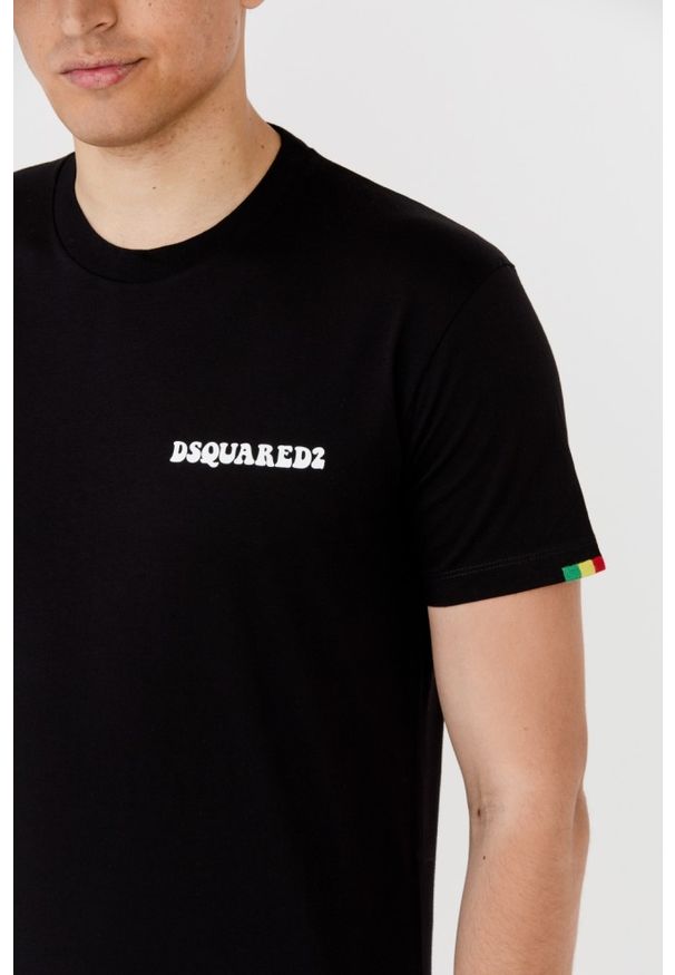 DSQUARED2 Czarny t-shirt męski cool fit, Rozmiar M. Kolor: czarny. Wzór: haft