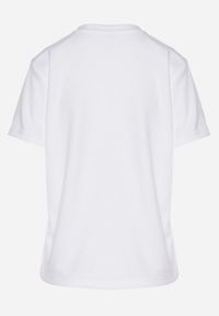 Born2be - Biały T-shirt z Ozdobnym Nadrukiem Palithiela. Okazja: na co dzień. Kolor: biały. Materiał: jeans. Wzór: nadruk. Styl: klasyczny, casual #7
