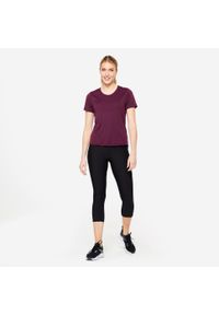 DOMYOS - Legginsy fitness damskie Domyos krótkie. Kolor: czarny. Materiał: materiał, poliester, elastan. Długość: krótkie. Sport: fitness