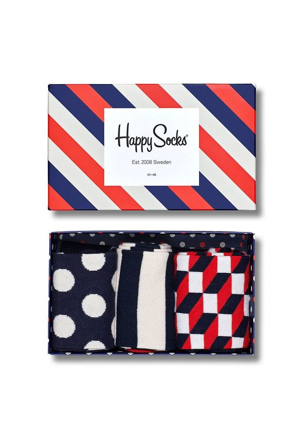 Happy-Socks - Happy Socks - Skarpety Gift Box (3-pak). Kolor: niebieski