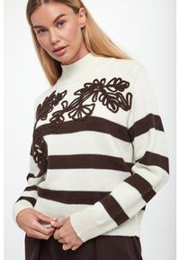 Ermanno Firenze - Sweter damski wełniany w paski ERMANNO FIRENZE. Materiał: wełna. Wzór: paski