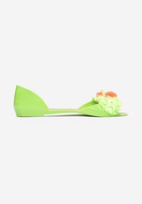 Born2be - Jasnozielone Balerinki Lamedella. Nosek buta: otwarty. Zapięcie: bez zapięcia. Kolor: zielony. Materiał: guma. Wzór: aplikacja, kwiaty. Obcas: na płaskiej podeszwie #4