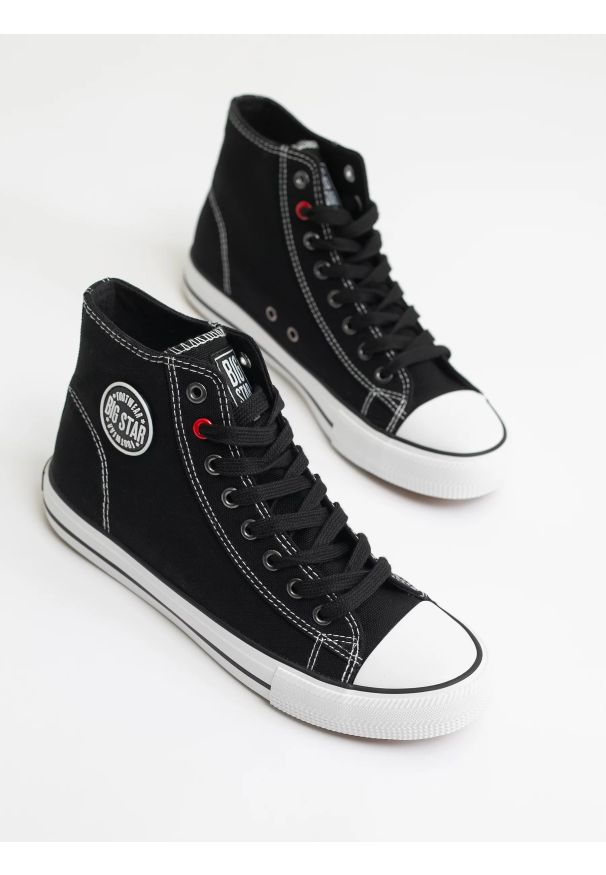 Big-Star - Trampki męskie wysokie czarne JJ174603 906. Nosek buta: okrągły. Zapięcie: sznurówki. Kolor: czarny. Styl: elegancki, sportowy