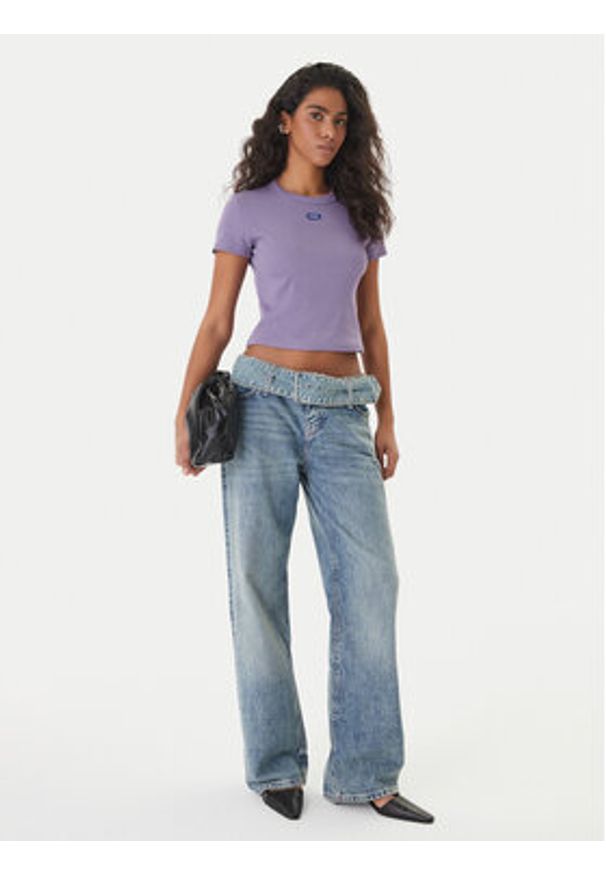 Hugo - HUGO T-Shirt Baby 50510749 Fioletowy Slim Fit. Kolor: fioletowy. Materiał: bawełna