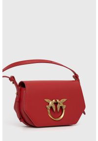 Pinko torebka skórzana kolor czerwony. Kolor: czerwony. Materiał: skórzane. Rodzaj torebki: na ramię #3