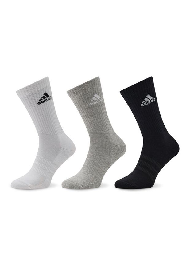 Adidas - adidas Zestaw 3 par wysokich skarpet unisex Cushioned Crew IC1311 Kolorowy. Kolor: szary. Materiał: bawełna. Wzór: kolorowy