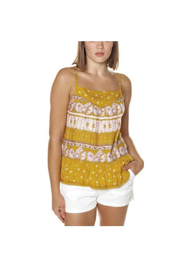 Superdry - Koszulka turystyczna damska SuperDry Ameera Cami Top. Kolor: żółty. Materiał: wiskoza