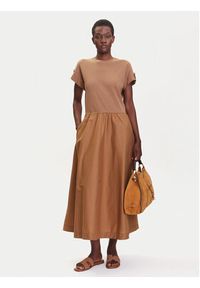 TOMMY HILFIGER - Tommy Hilfiger Sukienka codzienna Modern Cody WW0WW46711 Brązowy Regular Fit. Okazja: na co dzień. Kolor: brązowy. Materiał: bawełna. Typ sukienki: proste. Styl: casual #2