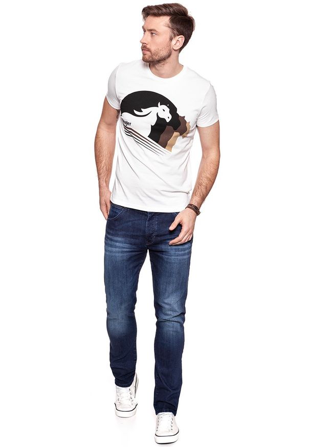 Wrangler - KOSZULKA WRANGLER WESTERN GRAPHIC TEE OFFWHITE W7B94FK02 112131566. Wzór: nadruk