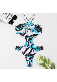 Intica - Strój kąpielowy jednoczęściowy z wycięciami odporny na chlor i UV Glenda. Kolor: niebieski. Materiał: materiał. Długość: długie