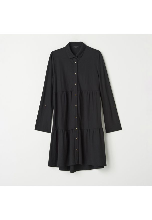 Mohito - Koszulowa sukienka z wiskozą - Czarny. Kolor: czarny. Materiał: wiskoza. Typ sukienki: koszulowe