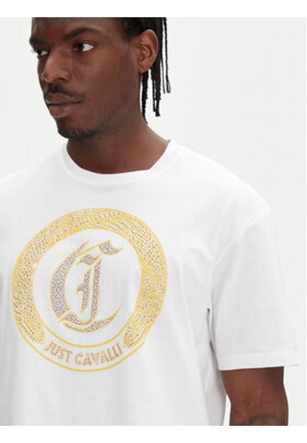 Just Cavalli T-Shirt 78OAHE22 Biały Regular Fit. Kolor: biały. Materiał: bawełna