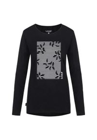 Lowa - Koszulka damska z długim rękawem z bawełny organicznej - elegancki design. Kolor: fioletowy. Materiał: bawełna. Długość rękawa: długi rękaw. Długość: długie. Wzór: nadruk, kwiaty. Styl: elegancki #1