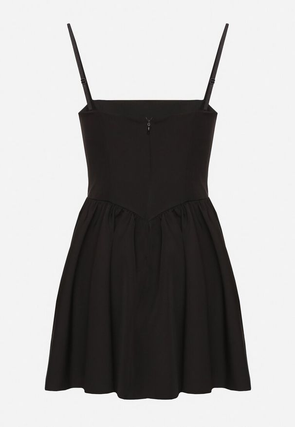 Born2be - Czarna Gorsetowa Sukienka z Rozkloszowanym Dołem Lealetia. Typ kołnierza: dekolt gorset. Kolor: czarny. Długość rękawa: na ramiączkach. Typ sukienki: gorsetowe