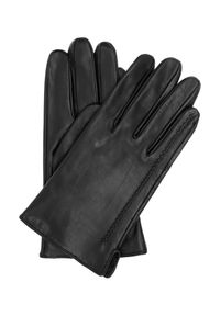 Ochnik - Czarne skórzane rękawiczki męskie. Kolor: czarny. Materiał: skóra