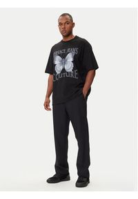 Versace Jeans Couture T-Shirt 79GAHP06 CJ01P Czarny Regular Fit. Kolor: czarny. Materiał: bawełna