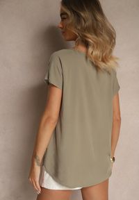 Renee - Ciemnobeżowa Wiskozowa Bluzka Oversize Lirealia. Okazja: na co dzień. Kolor: beżowy. Materiał: wiskoza. Styl: casual