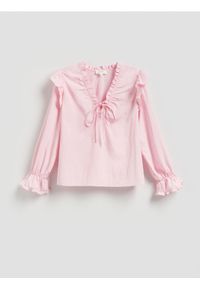 Reserved - Koszula z falbanami - pastelowy róż. Kolor: różowy. Materiał: tkanina, wiskoza #1