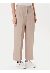 TOMMY HILFIGER - Tommy Hilfiger Spodnie materiałowe WW0WW45791 Beżowy Wide Leg. Kolor: beżowy. Materiał: bawełna