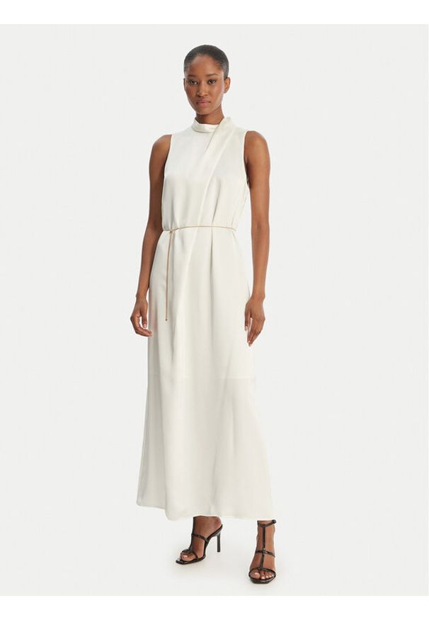 Hugo - HUGO Sukienka koktajlowa Kewina-1 50566973 Écru Slim Fit. Materiał: syntetyk. Styl: wizytowy