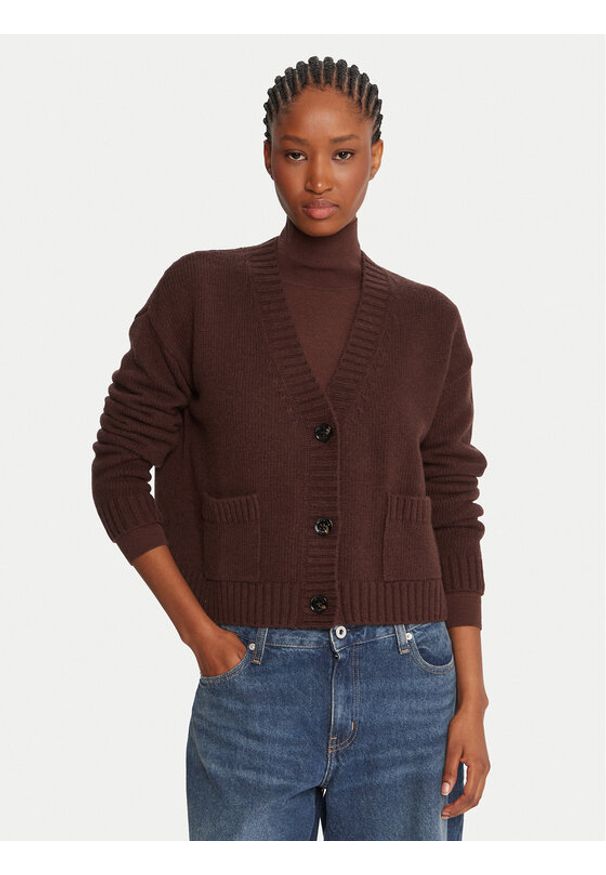 Weekend Max Mara Kardigan Filmato 2525346062 Brązowy Regular Fit. Kolor: brązowy. Materiał: wełna