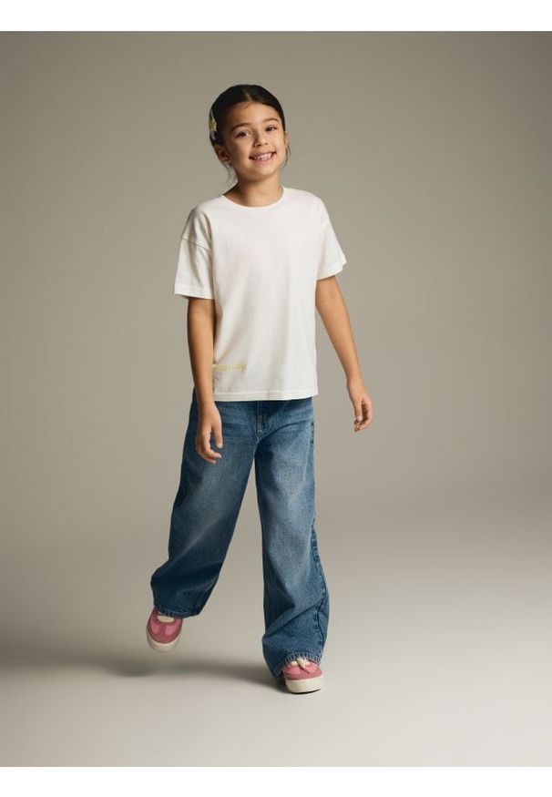 Reserved - Jeansy wide leg - niebieski. Kolor: niebieski