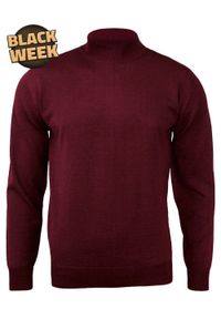 Półgolf Bordowy, Ciemny Czerwony, Klasyczny, Elegancki, Męski - MM Classic. Kolor: czerwony. Materiał: akryl, wełna. Styl: elegancki, klasyczny #1