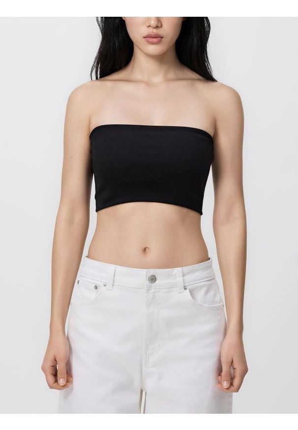 Reserved - Top bandeau - czarny. Kolor: czarny. Materiał: bawełna, dzianina