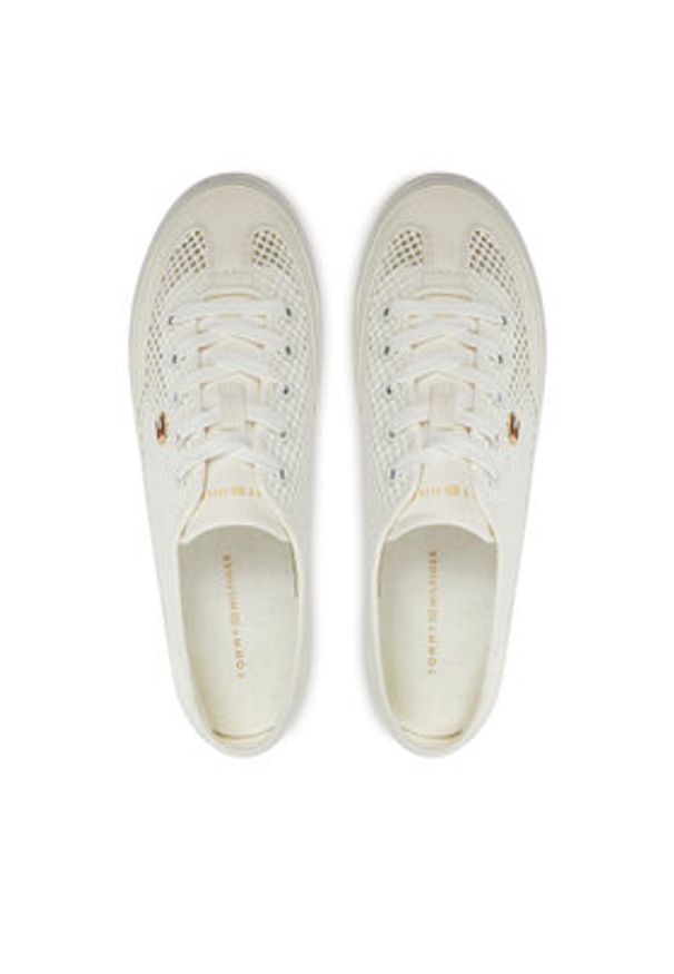 TOMMY HILFIGER - Tommy Hilfiger Sneakersy Th Open Mesh Vulc Sneaker FW0FW08684 Biały. Kolor: biały. Materiał: materiał