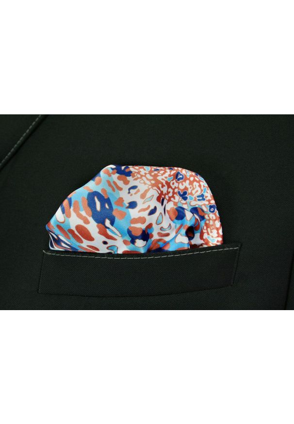 Alties - Poszetka Męska ALTIES, Karmelowo-Niebieska, 3D, Wzór Geometryczny, Męska, Elegancka. Kolor: brązowy, beżowy, wielokolorowy, niebieski. Materiał: poliester. Wzór: geometria
