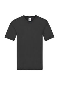 FRUIT OF THE LOOM - Oryginalna Koszulka Unisex Dla Dorosłych Z Dekoltem W Szpic. Kolor: czarny