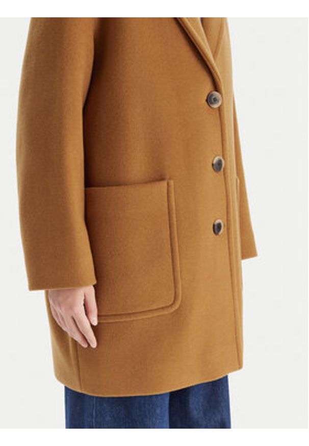 MAX&Co. Płaszcz wełniany 2526016023200 Brązowy Regular Fit. Kolor: brązowy. Materiał: wełna