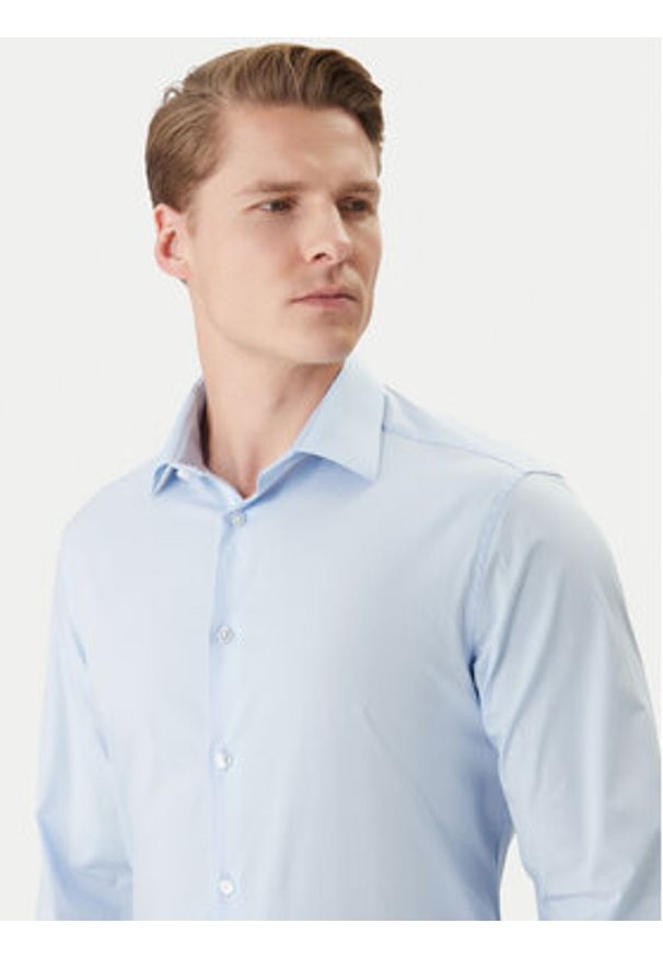 Calvin Klein Koszula LV019EU001 Błękitny Slim Fit. Kolor: niebieski. Materiał: bawełna