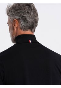 Ombre Clothing - Longsleeve męski z golfem - czarny V1 OM-LSCL-0112 - XXL. Typ kołnierza: golf. Kolor: czarny. Materiał: bawełna, elastan. Długość rękawa: długi rękaw #6
