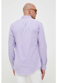 Polo Ralph Lauren koszula męska kolor fioletowy regular z kołnierzykiem button-down. Typ kołnierza: button down, polo. Kolor: fioletowy. Materiał: tkanina. Wzór: aplikacja #5