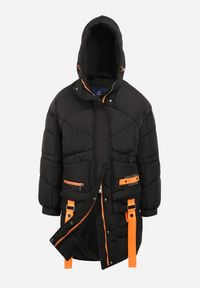 Born2be - Czarna Kurtka Pikowana Kilha. Okazja: na co dzień. Kolor: czarny. Materiał: wełna, guma. Długość: długie. Wzór: aplikacja. Sezon: zima. Styl: casual #5