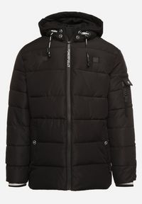Born2be - Czarna Pikowana Kurtka z Odpinanym Kapturem i Ściągaczami w Paski przy Rękawach Atinthea. Okazja: na co dzień. Kolor: czarny. Materiał: jeans. Wzór: paski. Styl: casual, elegancki #5