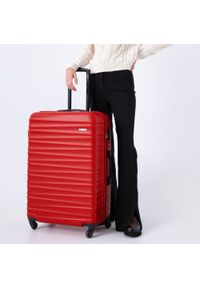 Wittchen - Duża walizka z ABS-u z żebrowaniem czerwona. Kolor: czerwony. Materiał: guma #5
