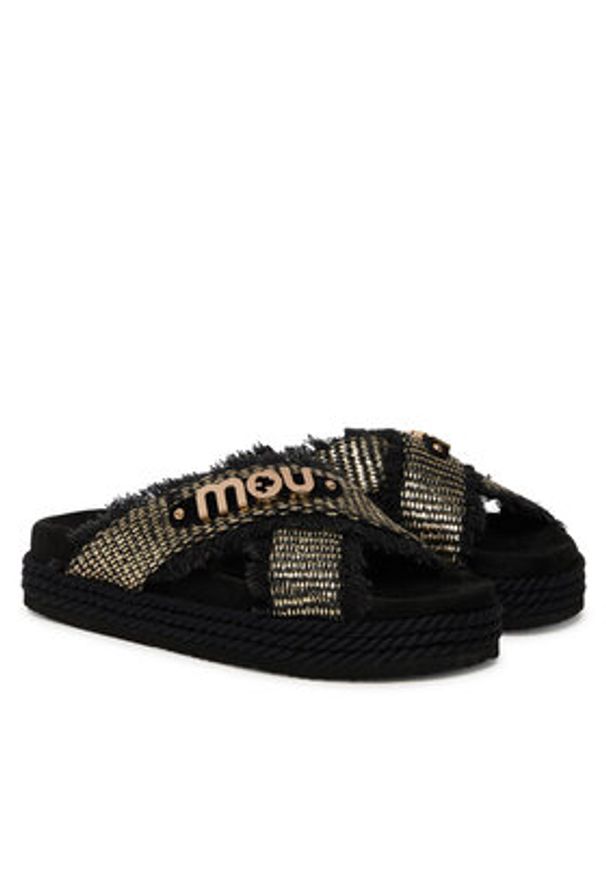 Mou Klapki Criss-cross MU.SW451009K Czarny. Kolor: czarny. Materiał: syntetyk