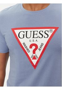 Guess T-Shirt Logo M2YI71 I3Z14 Niebieski Slim Fit. Kolor: niebieski. Materiał: bawełna